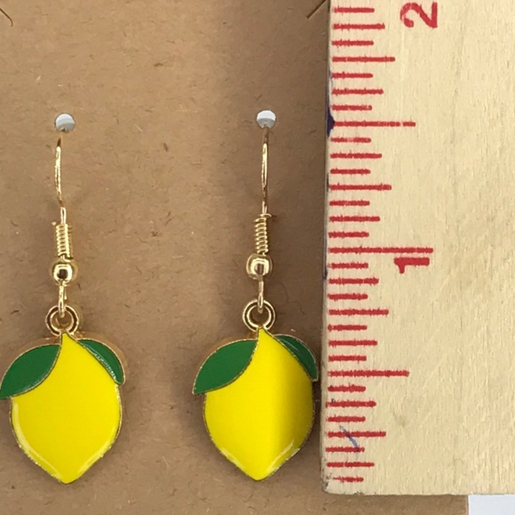 Lemon Fruit Fangle Earrings Cute Summer - Picture 2 of 2